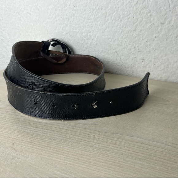 Gucci Men’s Belt Size 85 - 34 GG Supreme & Interlocking G Logo Black - Picture 12 of 17